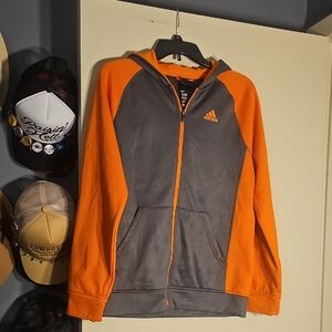 Adidas Boy's Orange and Gray Hooded Jacket